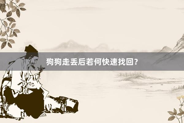 狗狗走丢后若何快速找回?